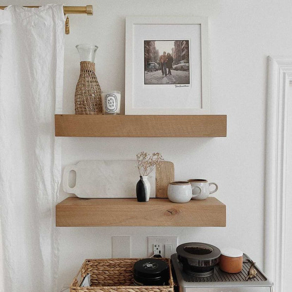 Set of Two Modern Rustic Floating Shelves 5" Deep by 3" Tall