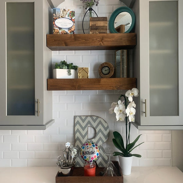 Contemporary Rustic Deep Floating Shelves 12" Deep by 3" tall