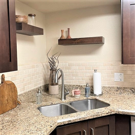 Contemporary Rustic Deep Floating Shelves 10" Deep by 3" tall