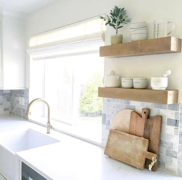 Set of Two Modern Rustic Floating Shelves 5" Deep by 3" Tall