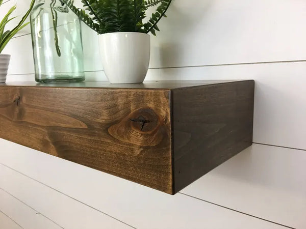 Contemporary Rustic Deep Floating Shelves 8" Deep by 4" tall