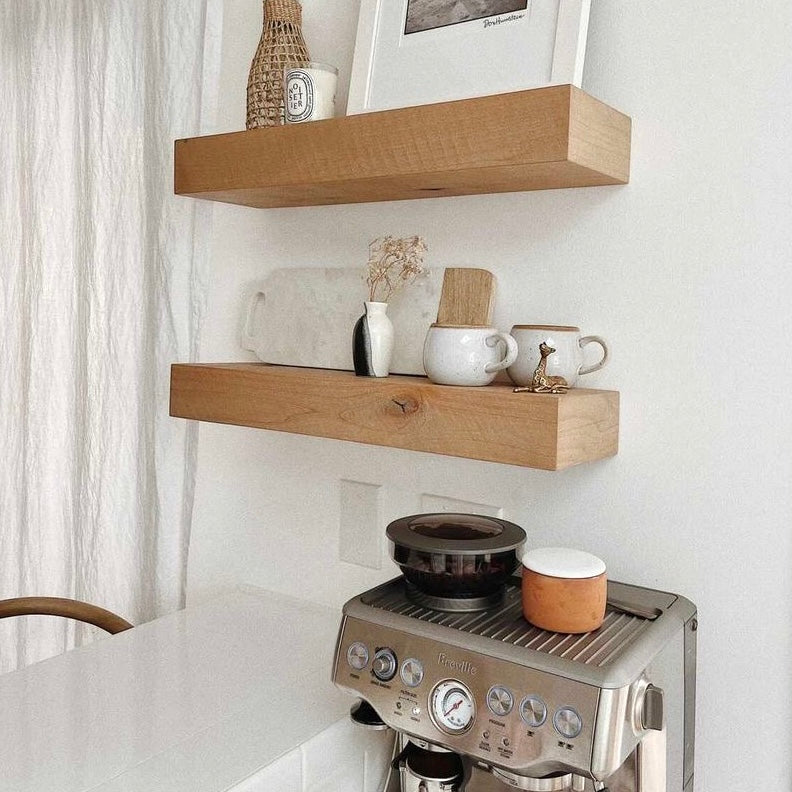 Modern Rustic Deep Floating Shelves 10" Deep by 3" tall Sawtooth