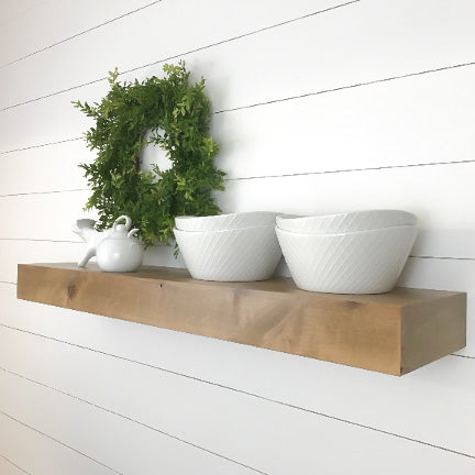 Contemporary Rustic Deep Floating Shelves 8" Deep by 3" tall