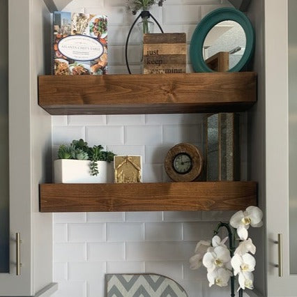 Contemporary Rustic Deep Floating Shelves 8" Deep by 4" tall