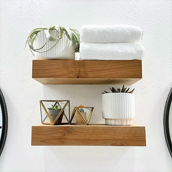 Set of Two Contemporary Rustic Deep Floating Shelves 8" Deep by 4" Tall